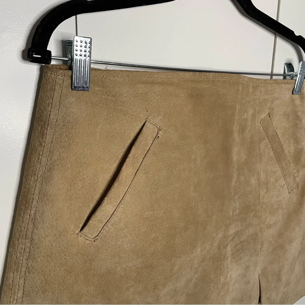 Blank NYC 100% leather mini Skirt tan neutral women’s size 28